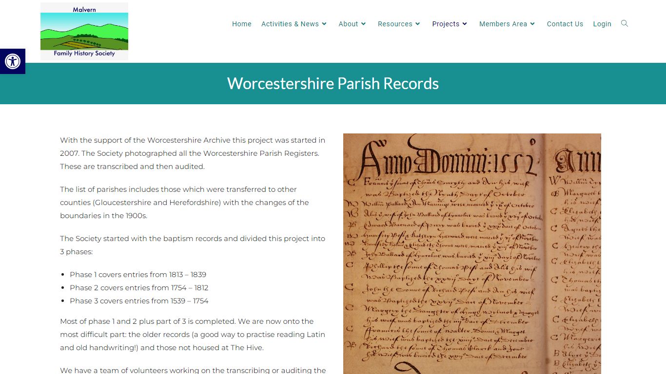 Worcestershire Parish Records - Malvern Family History Society